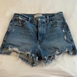 Abercrombie & Fitch Light Blue Distressed Denim Cutoff Shorts
